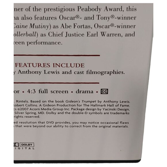 Vntg 1979 Gideon's Trumpet DVD Henry Fonda Hallmark Hall Of Fame CBS Drama Appro - Picture 4 of 10